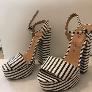 black and white striped heels